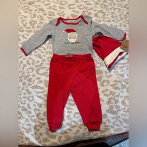 Chick Pea Festive Gray and Red Santa Set